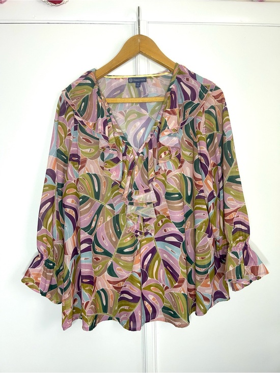 Democracy Tops - Democracy Monstera Leaf Ruffle Blouse